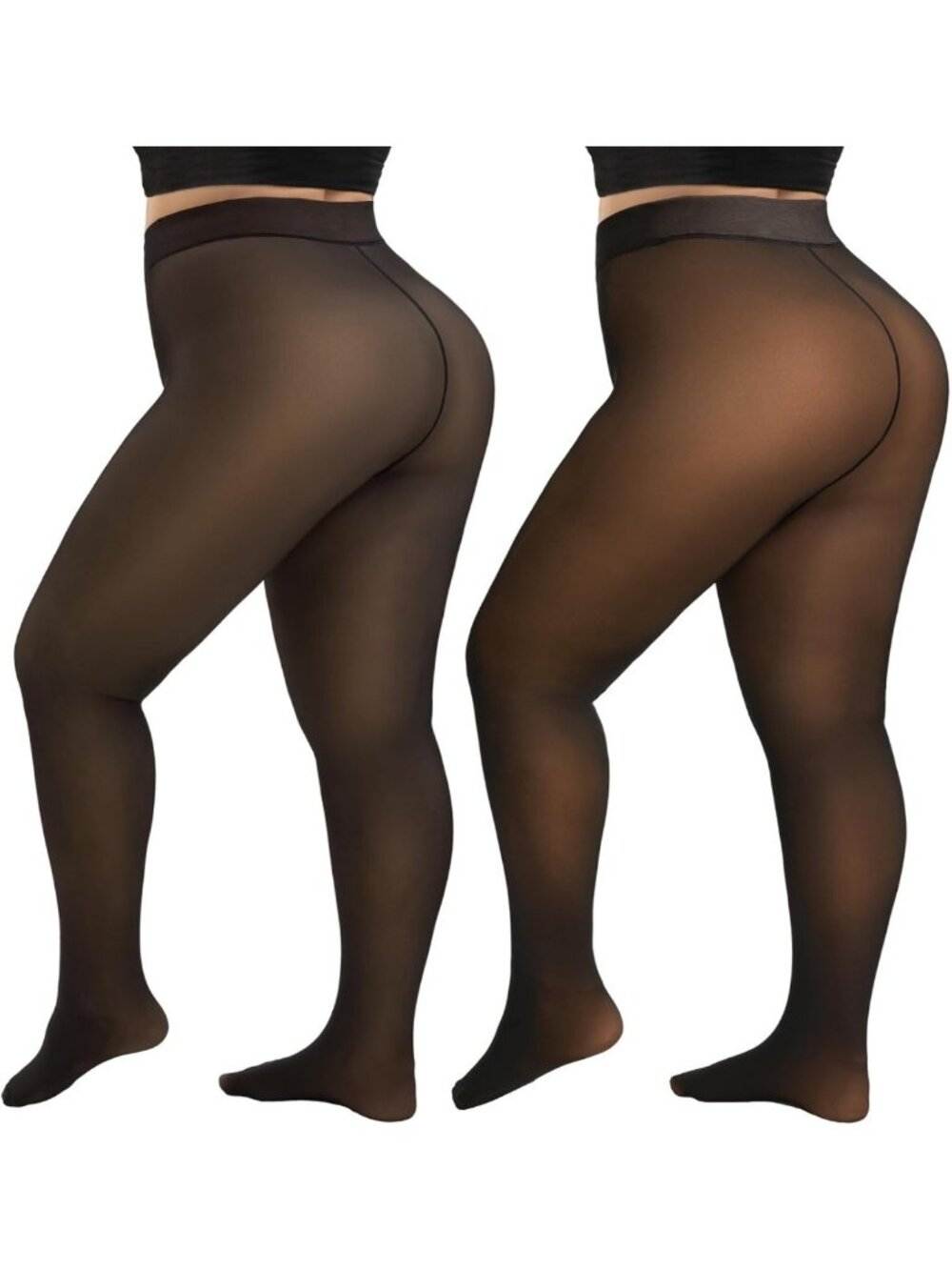Plus Size Fleece Lined Tights - Women’s Winter Thermal Leggings for Comfort